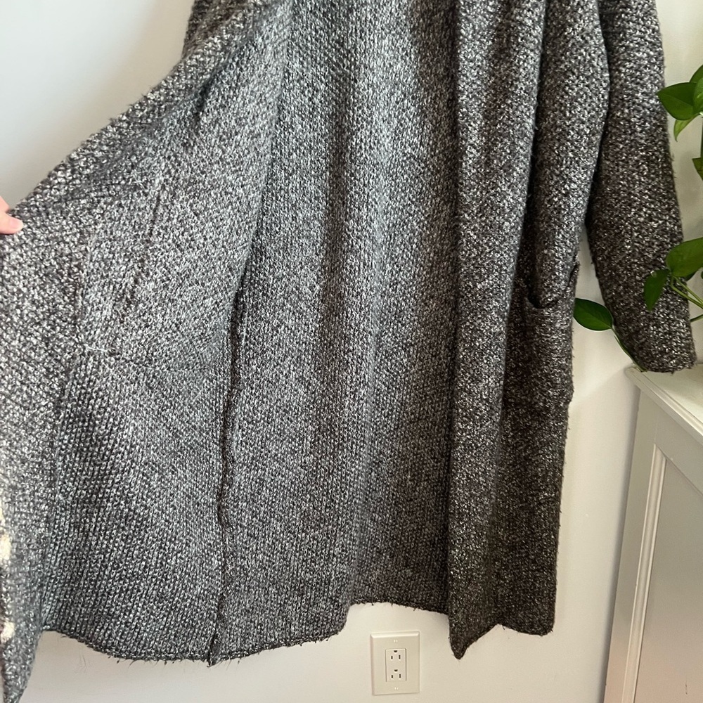 Zara Knit Gray Marled Duster Sweater Coat Women’s Size Small - Picture 5 of 8
